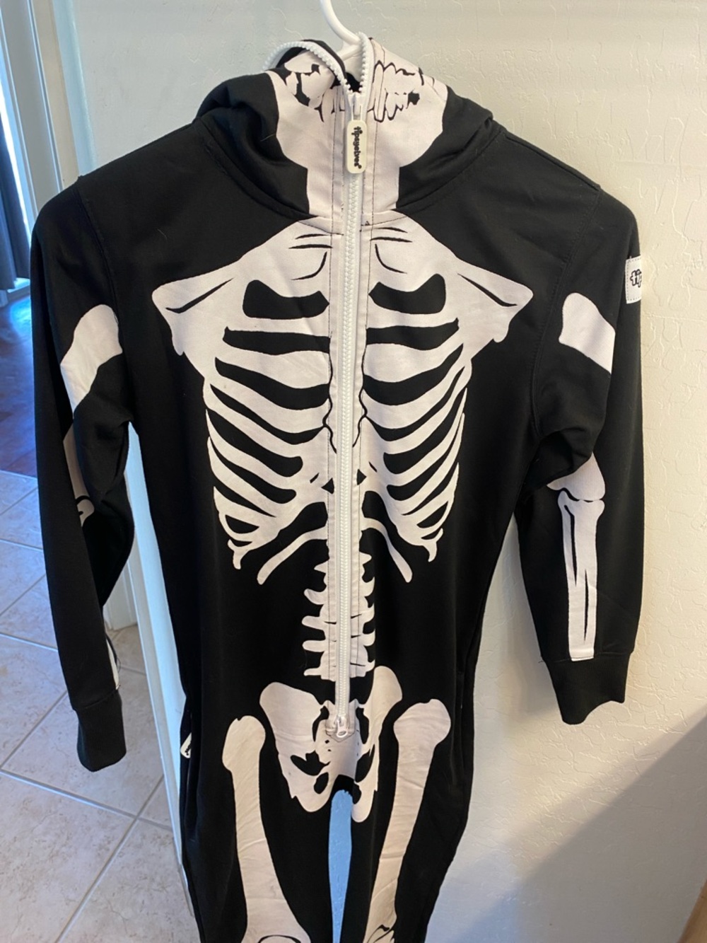 Tipsy Elves Black and White Skeleton Kids Costume Hoodie Jumpsuit